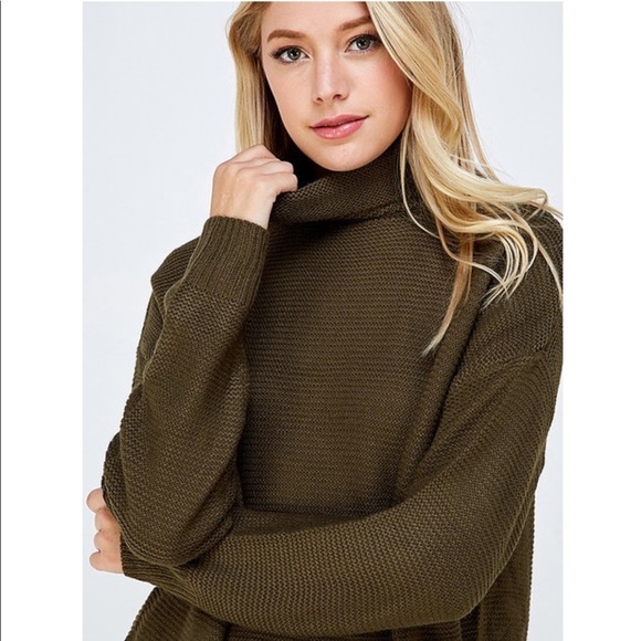 Sweaters - OLIVE turtleneck ribbed sweater